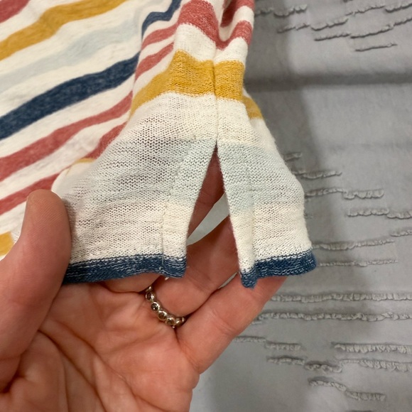 Madewell Skyline V-Neck Tee with Red, Blue, and Mustard Stripes EUC- worn once - Picture 11 of 11